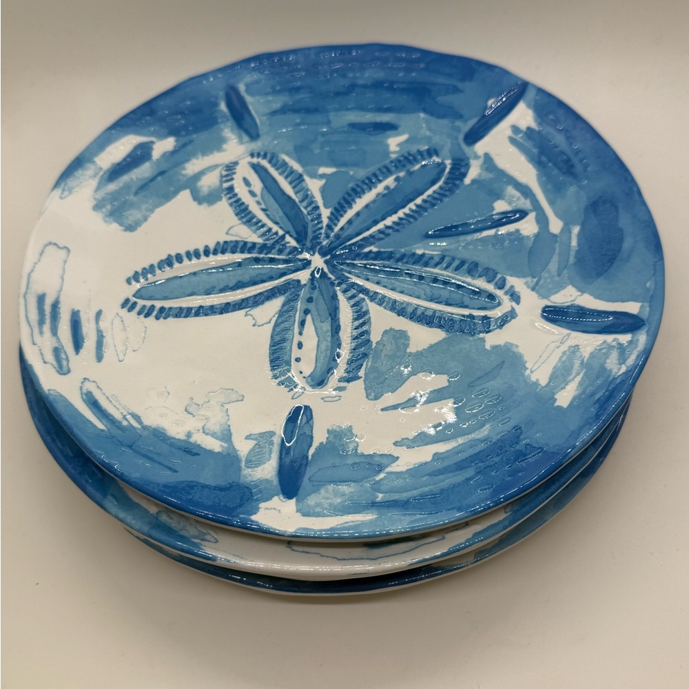 Tommy Bahamas, Blue and White “Sand Dollar” Plates